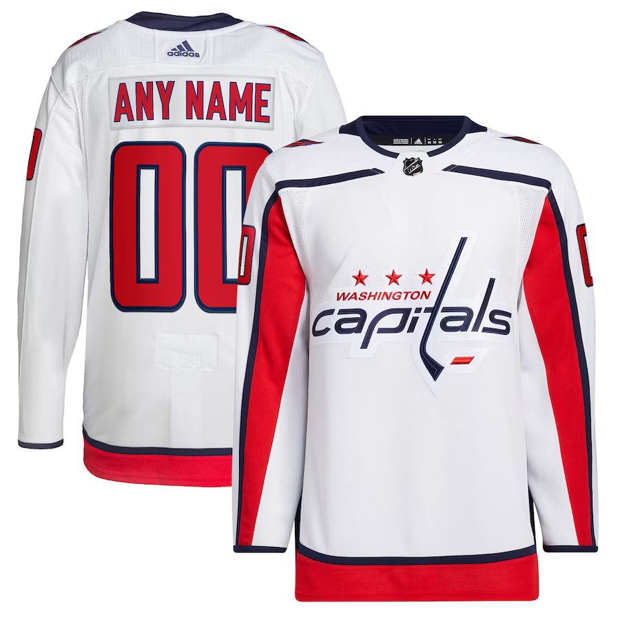 Men Washington Capitals adidas White Away Primegreen Authentic Pro Custom NHL Jersey